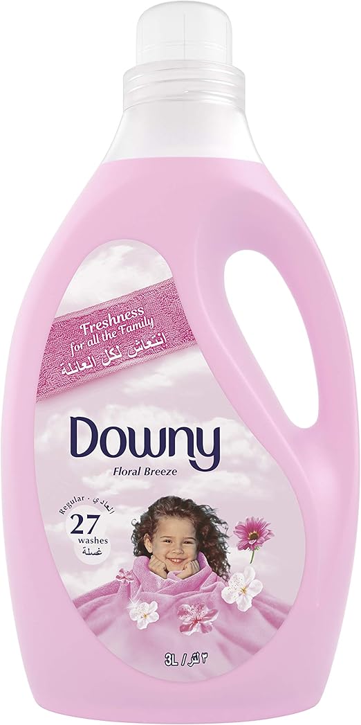 Downy Fabric Softener, Floral Breeze Scent, Fabric and Wrinkle Protector, Long-Lasting Freshness, Pack of 3 Liters