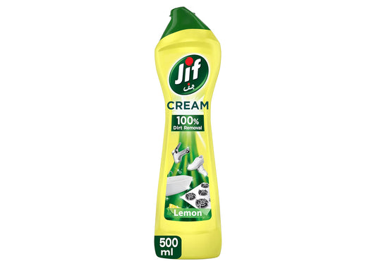 JIF Multipurpose Cream Cleaner, Lemon, 100% Dirt Removal, 500ml