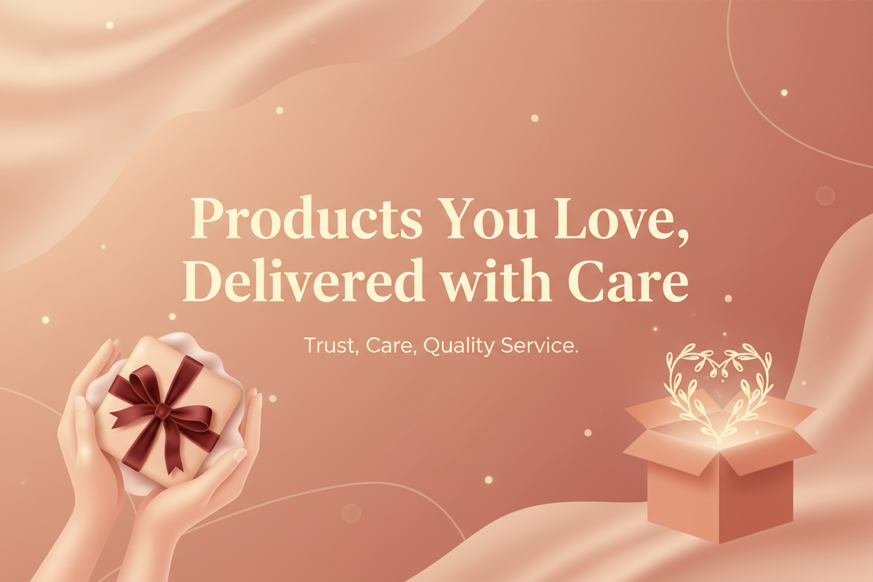 write: "Products You Love, Delivered with Care"